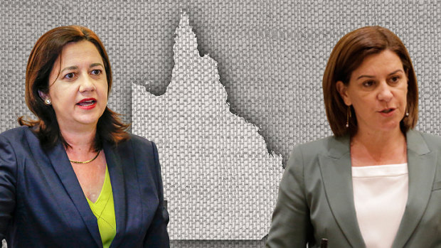 Premier Annastacia Palaszczuk (left) and opposition leader Deb Frecklington are making their final major pitches before the election.