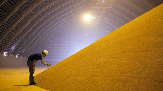 A pile of processed potash at the Mosaic Potash Colonsay mine storage facility.