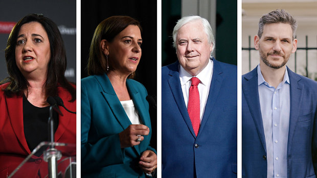 Premier Annastacia Palaszczuk, Opposition Leader Deb Frecklington, Clive Palmer, and Greens MP Michael Berkman.