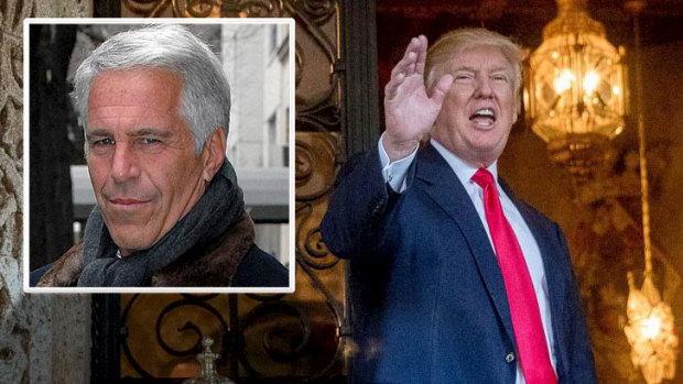 US President Donald Trump and convicted sex offender Jeffrey Epstein (inset) were friends.
