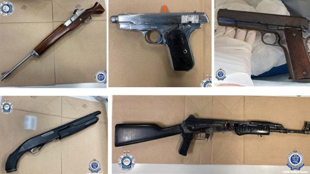 Some of the firearms allegedly seized by investigators.