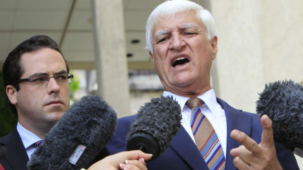 Aidan McLindon’s political career included time in Katter’s Australian Party in Queensland. He is pictured with federal MP Bob Katter.