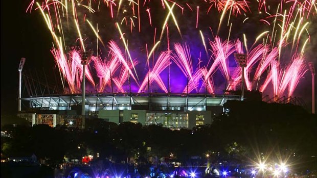 The MCG lights up during a major sporting event.