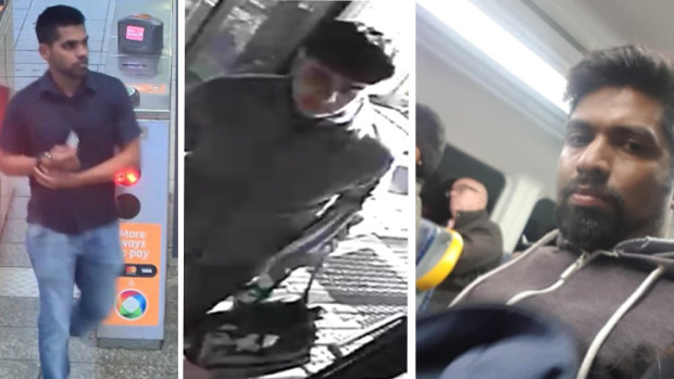 Men whom police would like to speak to in regard to alleged indecent assaults on public transport in Sydney. From left, on a bus from Parramatta to Baulkham Hills; on a bus from Blacktown to Glenwood; on a train from St James to Auburn.