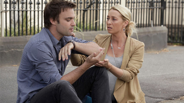 Patrick (Matthew Le Nevez)  and Nina (Asher Keddie) moments before his death in Offspring. 