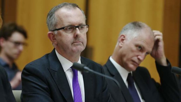 Electoral Commissioner Tom Rogers, left, during a Senate hearing.