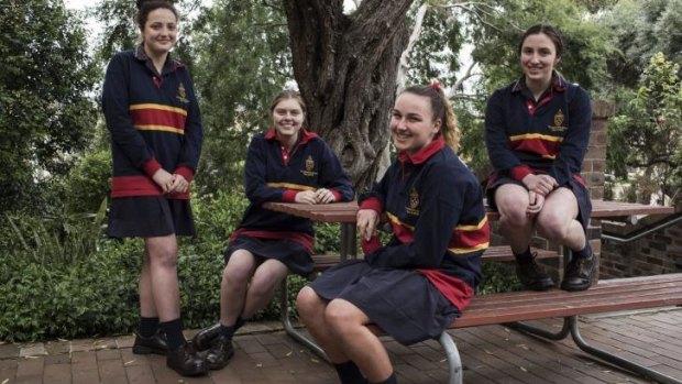 Inspired: the HSC modern history students from St Catherine’s, Katie Murphy, Amy Thomson,  Francesca Earp and Brodie Clark.