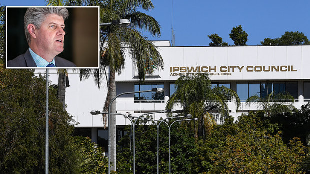 Local Government Minister Stirling Hinchliffe (inset) will introduce legislation to sack the Ipswich City Council on Tuesday.