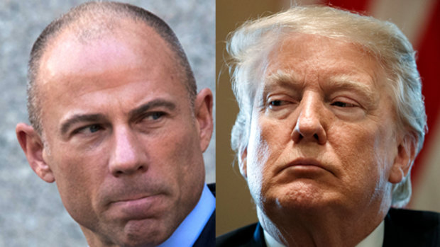 Michael Avenatti, left, whose cllients' lawsuits have pitted him against Donald Trump, has said he is considering running for US president in 2020. 