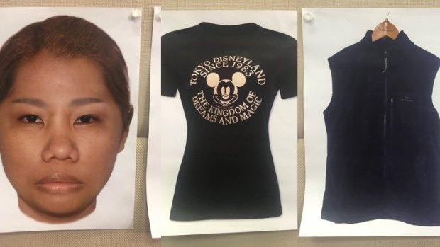 A composite of the woman found in the suitcase and the clothes she was wearing.