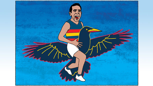 Adelaide's Eddie Betts could be winging his way to Carlton. Illustration: Jim Pavlidis