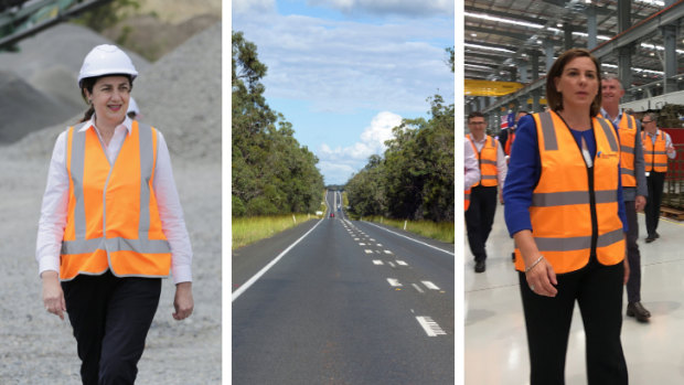 Queensland Labor Premier Annastacia Palaszczuk (left) and LNP Opposition Leader Deb Frecklington (right) have grand plans to ease the burden on Queensland's Bruce Highway.
