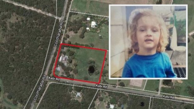 The three-year-old girl went missing on her grandparents' property at Cootharaba on the Sunshine Coast.
