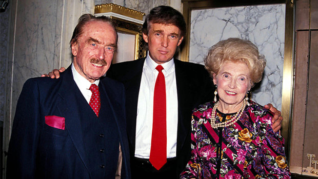 Fred Trump and his wife, pictured with son Donald Trump (centre) in 1992.