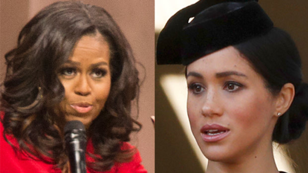 Michelle Obama (left) has offered some advice to Meghan, Duchess of Sussex (right).