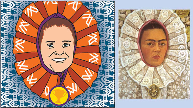 Faces of Frida: Illustration by Jim Pavlidis (left).