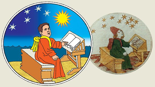 Heliocentric: Gold Coast coach Stuart Dew (illustration: Jim Pavlidis), and Polish Renaissance-era astronomer Nicolaus Copernicus.