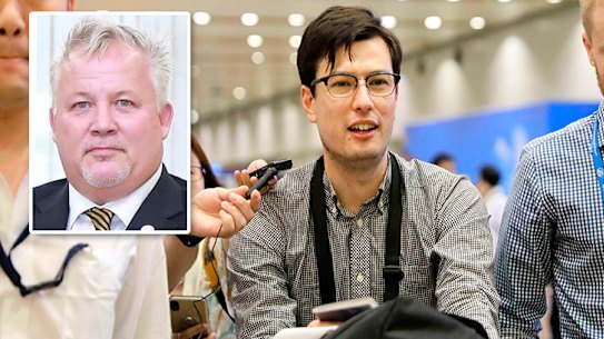 Student Alek Sigley was rescued from North Korea with the help of Swedish envoy Kent Rolf Magnus Harstedt (inset).