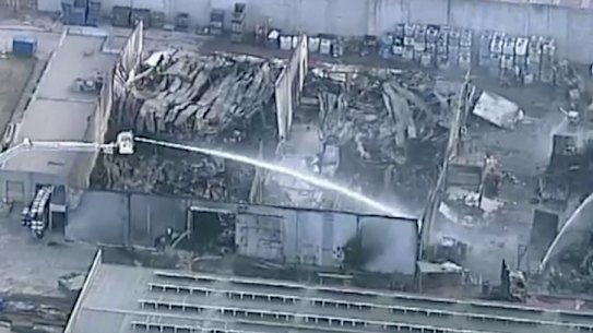 Aftermath of the fire at Bradbury Industrial Services