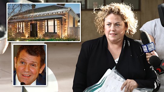 Rosemary Rogers, former chief of staff to ex-NAB CEOs Cameron Clyne and Andrew Thorburn, leaves Surry Hills Police station after being granted bail.