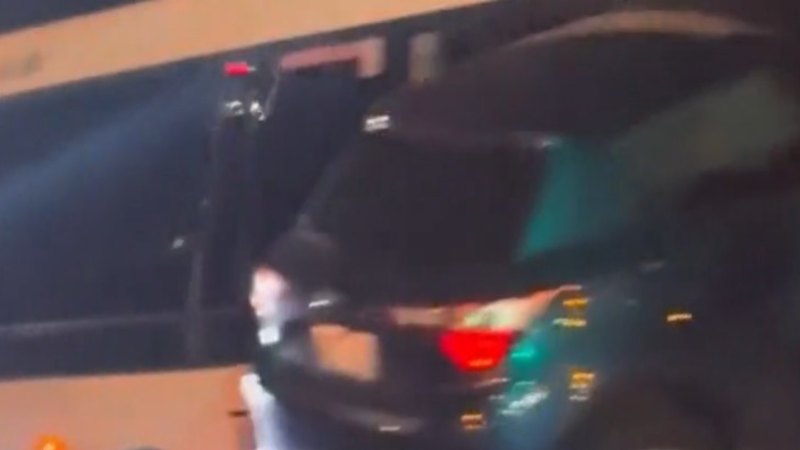 Car launches through air into side of Brisbane bus