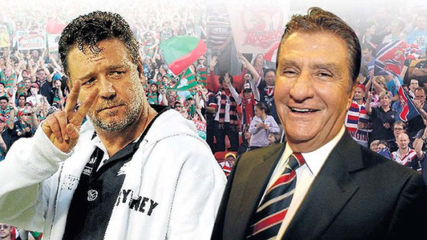 "He’s still our foe but you know what? I would cross a road to help him": Russell Crowe on Roosters owner Nick Politis.