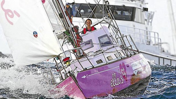 Jessica Watson returning into Sydney in 2010 after sailing solo around the world in eight months.
