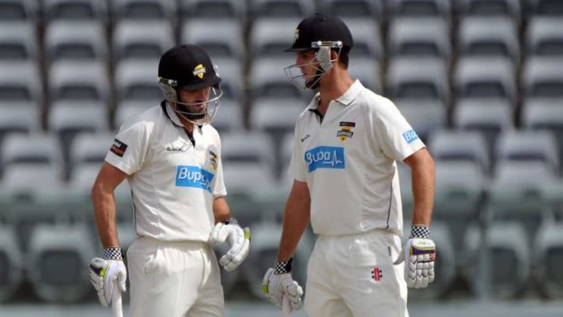 Cut: Shaun Marsh and Mitch Marsh batting together in the Sheffield Shield for Western Australia.  