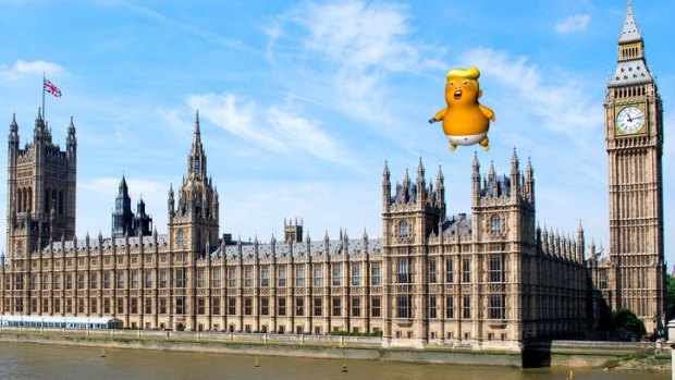 A mock-up of the blimp above the British Parliament. The Mayor of London has given the go-ahead for the blimp to be flown during Donald Trump's visit.