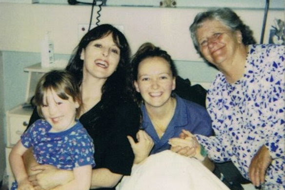 Mary with niece Judith, sister Kate and mum Mary Doyle Snr during cancer treatment in 1995.