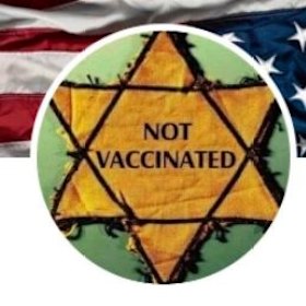 The “not vaccinated” badge made in the likeness of the Star of David patches Nazis forced Jews to wear during the Holocaust.