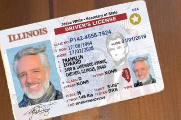 The fake driver’s licence of “Franklin Edward”.