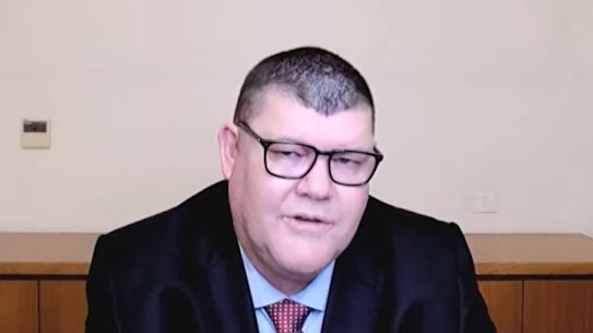 James Packer at the Crown Royal Commission hearing on Friday. 