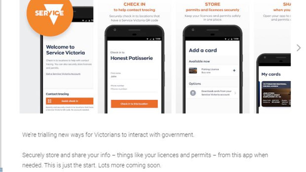The Service Victoria app now displays QR code functionality. 