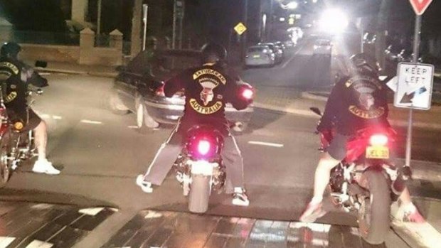 Satudarah OMCG members riding in their colours in Sydney.