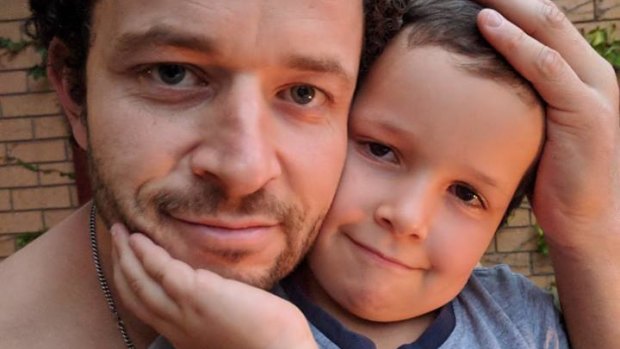 Cliff Mapham and his son Phoenix, who have been reunited after the six-year-old was found on Thursday afternoon.