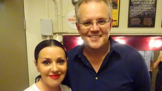 Photo from Scott Morrison’s Facebook page showing him with singer Tina Arena in 2016.