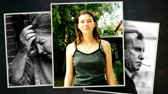 Amber Haigh, centre, and Anne and Robert Geeves.