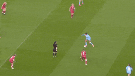Mary Fowler scores the first of her two goals against Bristol City.