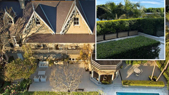 John Curtis took his neighbour to court over palm trees, shown inset, that he alleged blocked the view from his Darling Point home.