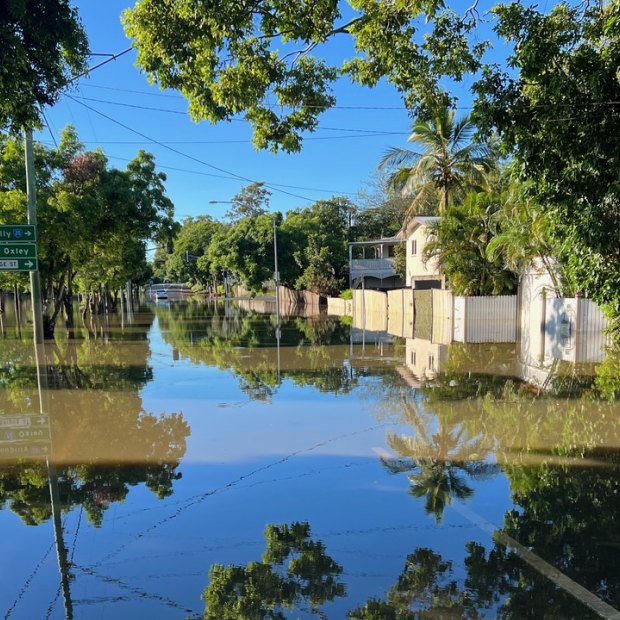Water inundated parts of Chelmer in Brisbane’s inner-west during the recent flooding.