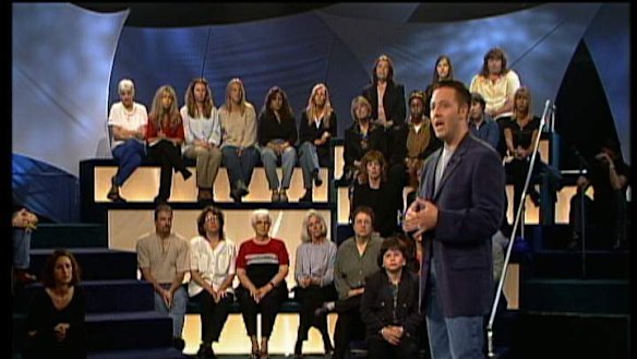 John Edward on the set of Crossing Over.