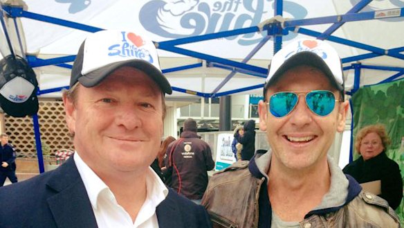 Kent Johns as mayor (left) with Troy Stewart. 