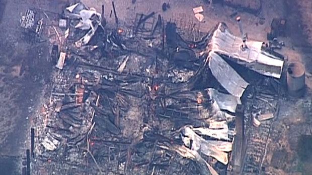 A house that has been destroyed in the Bunyip fire. 