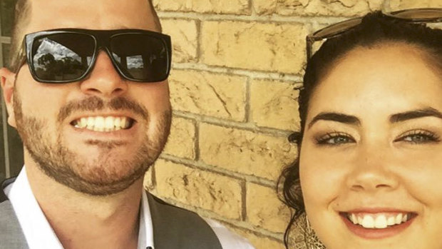 Ryan Duffus, pictured with his fiancee Anita Condron, died last Wednesday in a workplace tragedy 