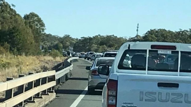 Motorists stuck in 30 kilometre tailbacks to Burpengarry after earlier accident.
