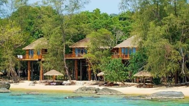 Tree House Bungalows on the Cambodian island of Koh Rong.