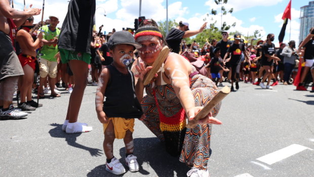 The march from the CBD top Musgrave Park was entirely peaceful.