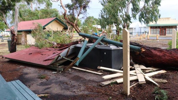 Storm damage at Tooradin in the state's south-east.