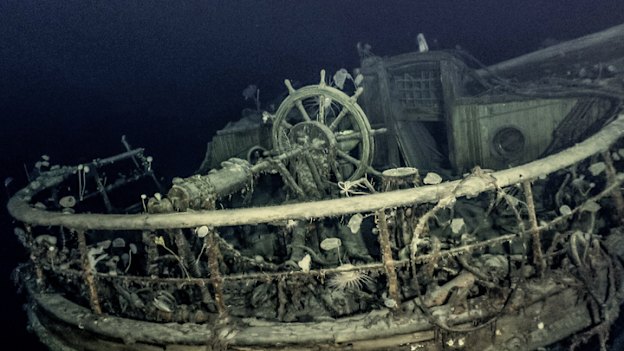 The sunken Endurance at the bottom of the Weddell Sea in Antarctica. 